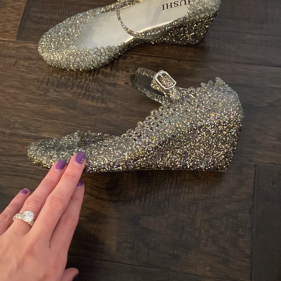 ✨🌈Colourful Glitter on Transparent Black Jelly Wedge (37) - Picture 3 of 9